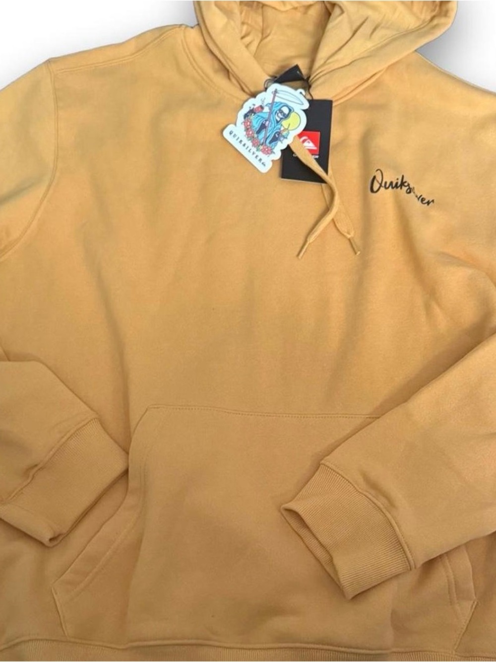 Quiksilver Mustard Yellow Wave Graphic Hoodie XL NWT